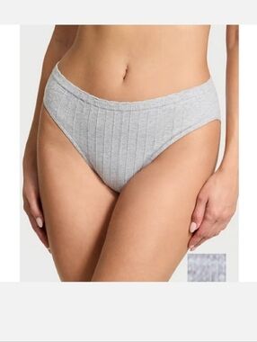 Victoria's Secret Gray Ribbed High-Leg Brief Panty